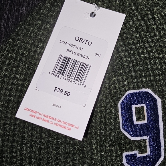 Lucky Brand Rifle Green Knit Beanie OS Patch Clover NWT Shamrock 90 Embroidery main image 7